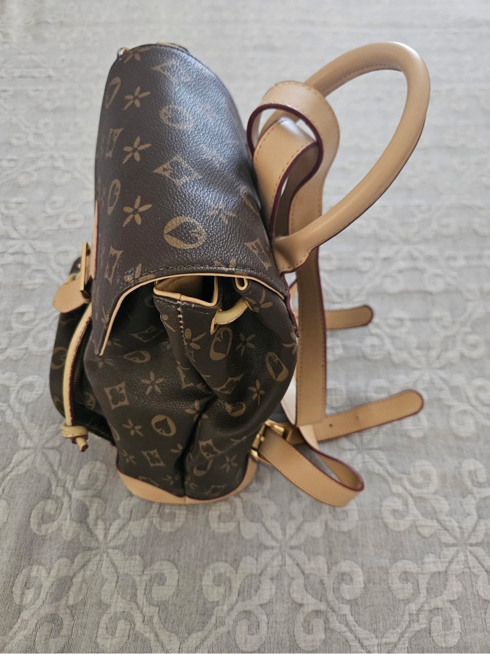 Brown Monogram Drawstring Backpack Purse - Picture 3 of 5